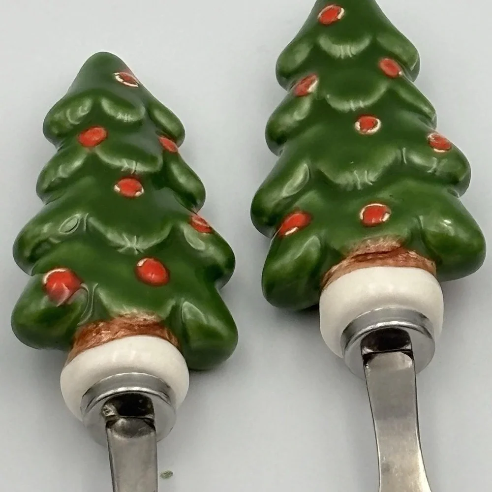 Vintage Knobbler Stainless Japan Christmas Motif Cocktail Appetizer Forks 4pcs‎